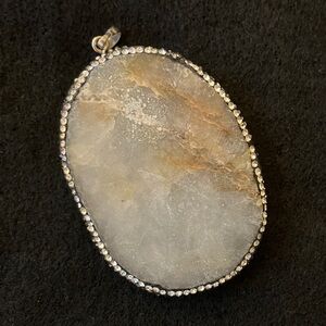 Unique Stone Pendant with Crystal Accents